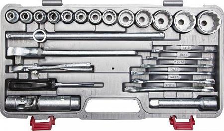 Набор слесарно-монтажного инструмента НИЗ ″АВТОМОБИЛИСТ″, сталь 40Х, 1/2″, в пластиковом кейсе, 26 предметов