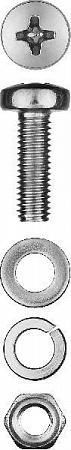 ЗУБР DIN 7985 M4 x 16 мм, винт с гайкой и шайбами, 25 шт (303476-04-016)