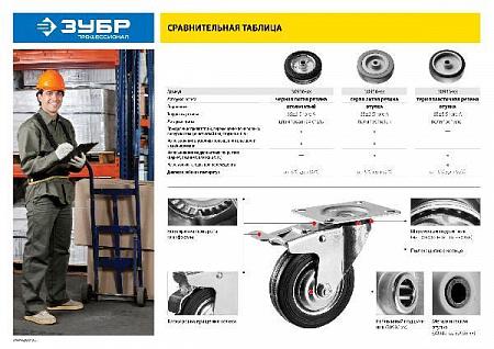 ЗУБР d=250 мм, г/п 210 кг, игольчатый подшипник, поворотное колесо резина/металл, Профессионал (30936-250-S)