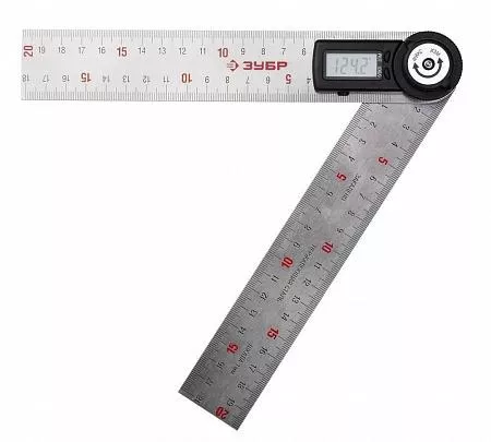 Транспортир-угломер электронный, 200 мм, Диапазон 0-360°, Точность 0,3°, Фиксация угла, ЗУБР Профессионал